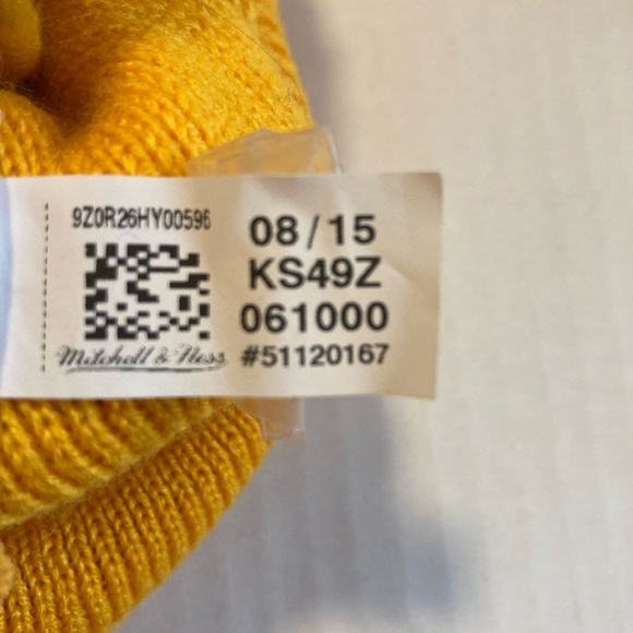 Mitchell & Ness Blue and Yellow Pom Beanie - Picture 7 of 7